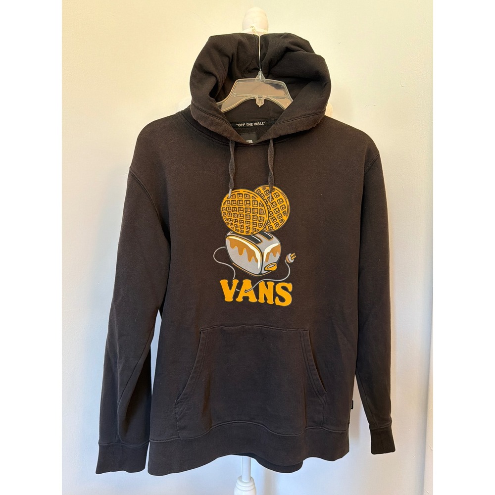 Vans Mens Black Waffle Toaster Graphic Hoodie Sweatshirt Off The Wall